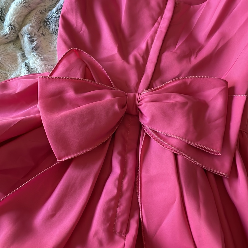 Vintage Pink Formal Gown with Bow Details, Size 2 - Picture 5 of 10